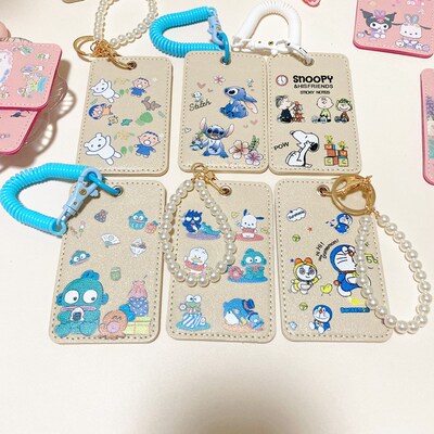 大口仔软皮质卡套女放卡的钥匙扣链公交证件套学生校园饭卡八达通