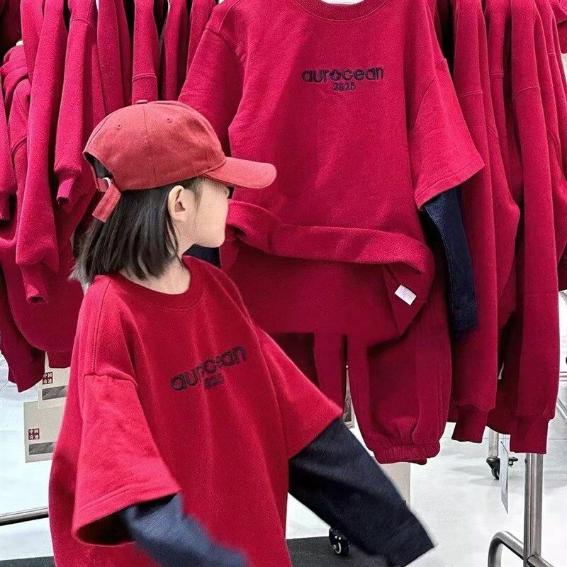 男女童洋气假两件拼接卫衣春秋款儿童宽松纯棉打底衫长袖T恤上衣