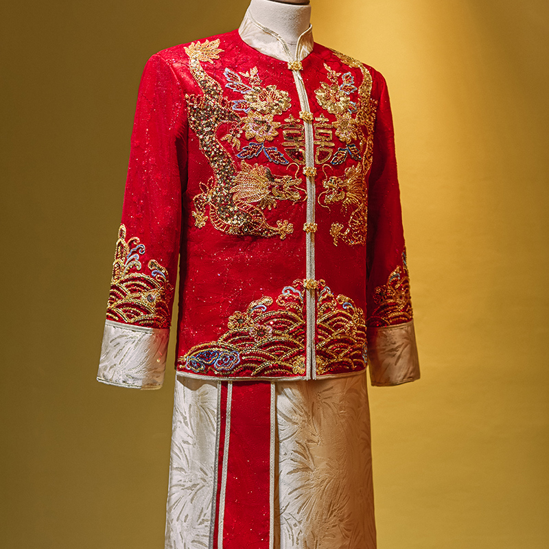 秀禾服男2023新款中式新款结婚礼服男士大码唐装敬酒服汉服龙凤褂