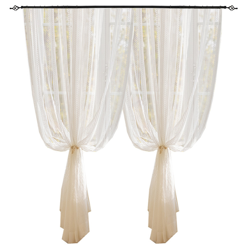 蕾丝窗纱纱帘镂空编织纱法式韩式美式田园白纱窗帘门帘飘窗免打孔