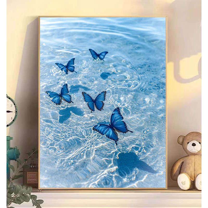 新疆包邮DIY方钻满钻钻石蝴蝶蓝色钻小清新十字绣海水蓝绣画钻石,居家布艺,钻石绣,淘宝优惠券,粉丝福利购,淘宝优惠卷