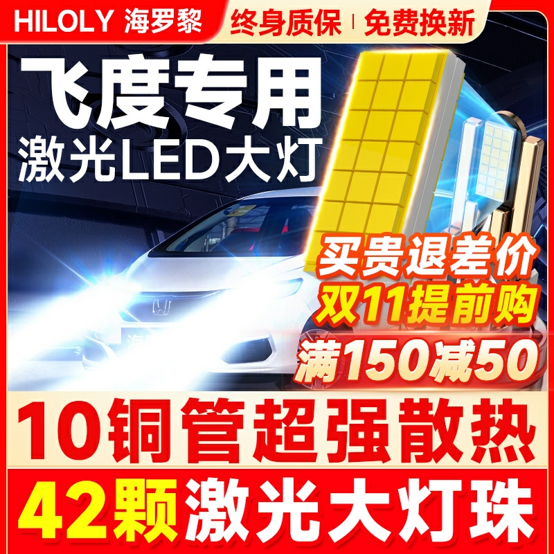 【超亮聚光】飞度专用LED大灯
