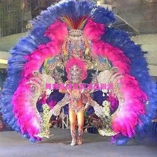 大气开场桑巴舞演出服羽毛大背板主题乐园巴西红磨坊巡游表演定制