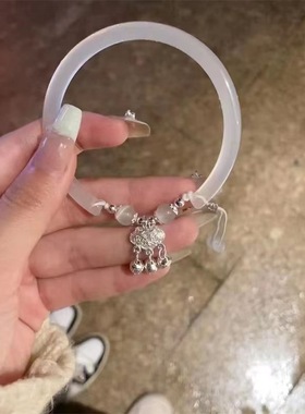 平安锁铃铛流苏手镯小众设计半镯子中国风百搭可调节女友手链