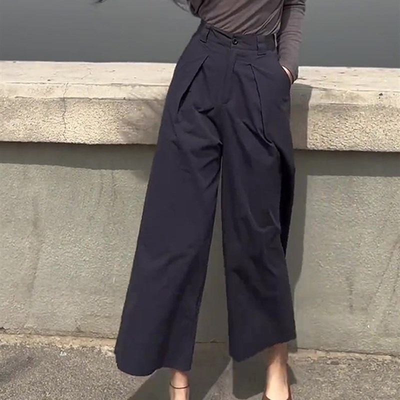 百搭垂感西装裤女大码胖mm梨型身材显瘦高腰设Q计高级阔腿九分裤