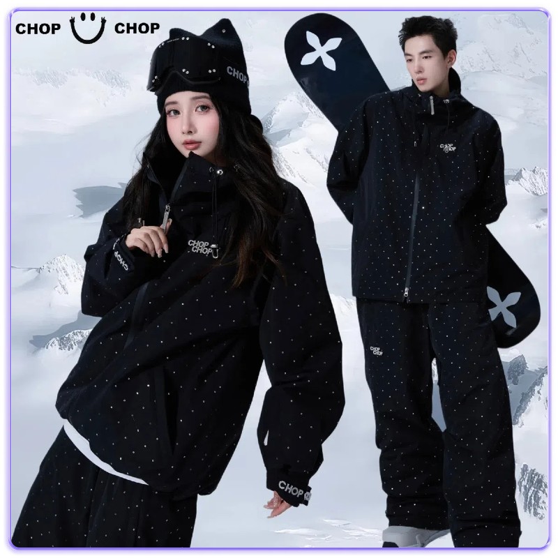 CHOPCHOP 25雪季【暗夜精灵】亮片满天星银标3L滑雪服全压胶套装