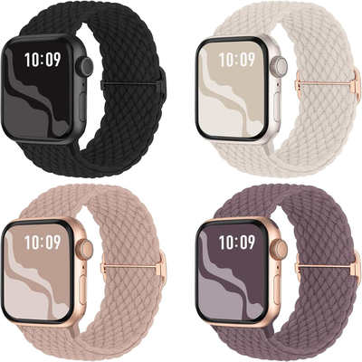 Braided Stretchy Solo Loop for AppleWatch Women Men Nylon Elastic Straps Wristband  iWatch Series10