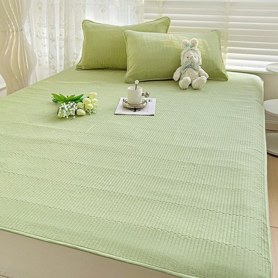 定制A类全棉纯色床盖可机洗夹棉加厚简约床单纯棉防滑榻榻米炕盖