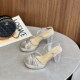 爆款 气质百搭一字扣带高跟 夏法式 水晶粗跟凉鞋 女仙女风20x24新款