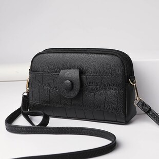 手机包斜挎女2024新款迷你小包包多层百搭单肩包中老年软皮手拿包