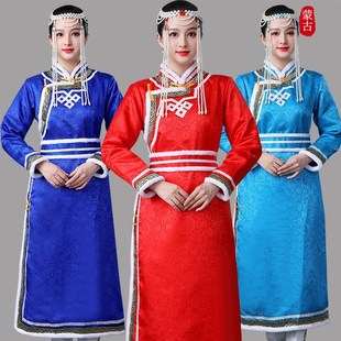 新款蒙古服装女士蒙古袍长款改良现代蒙族日常装民族棉服棉袍保暖