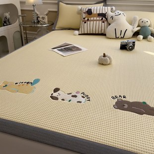 夏天凉感冰豆豆凉席三件套冰丝席床笠款 空调软席子a类母婴级 夏季