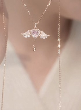 2025年新款纯银项链女小翅膀之心吊坠时尚情人节送女友生日礼物