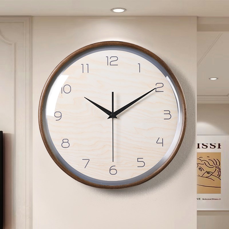 中古挂钟客厅202m5新款简约大气时钟表挂墙高级感静音家用实木挂