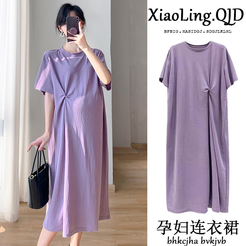 孕妇夏装连衣裙2023新款套装时尚宽松夏季短袖上衣中长款夏天裙子