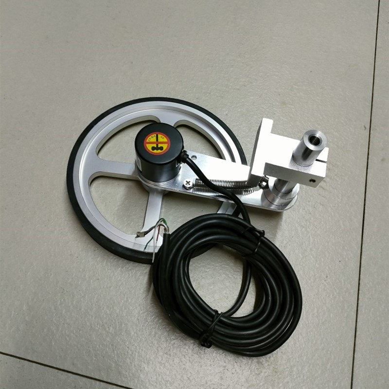 500MM周长铝合金包胶编码器滚轮式计米轮带安装弹簧可调节支架套