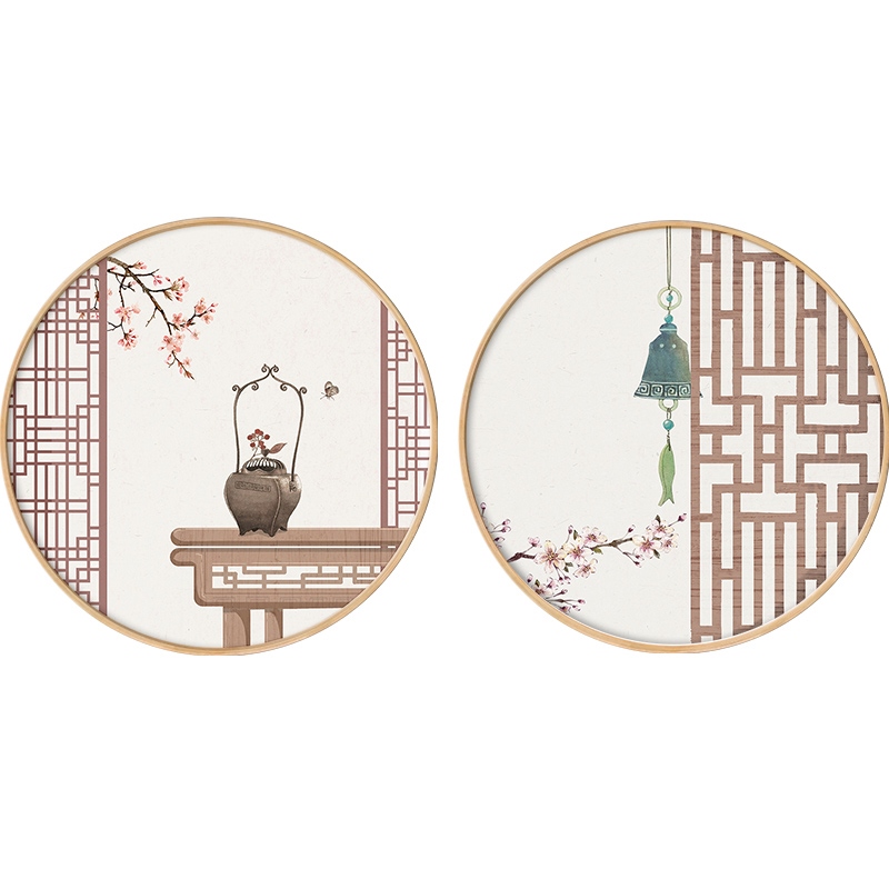 定做新中式禅意圆形装饰画书房z墙壁挂画现代日式茶室古风民宿玄图片