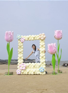 相框拍照打卡落地雕塑户外大型玻璃钢摆件幼儿园草坪景区美陈装饰