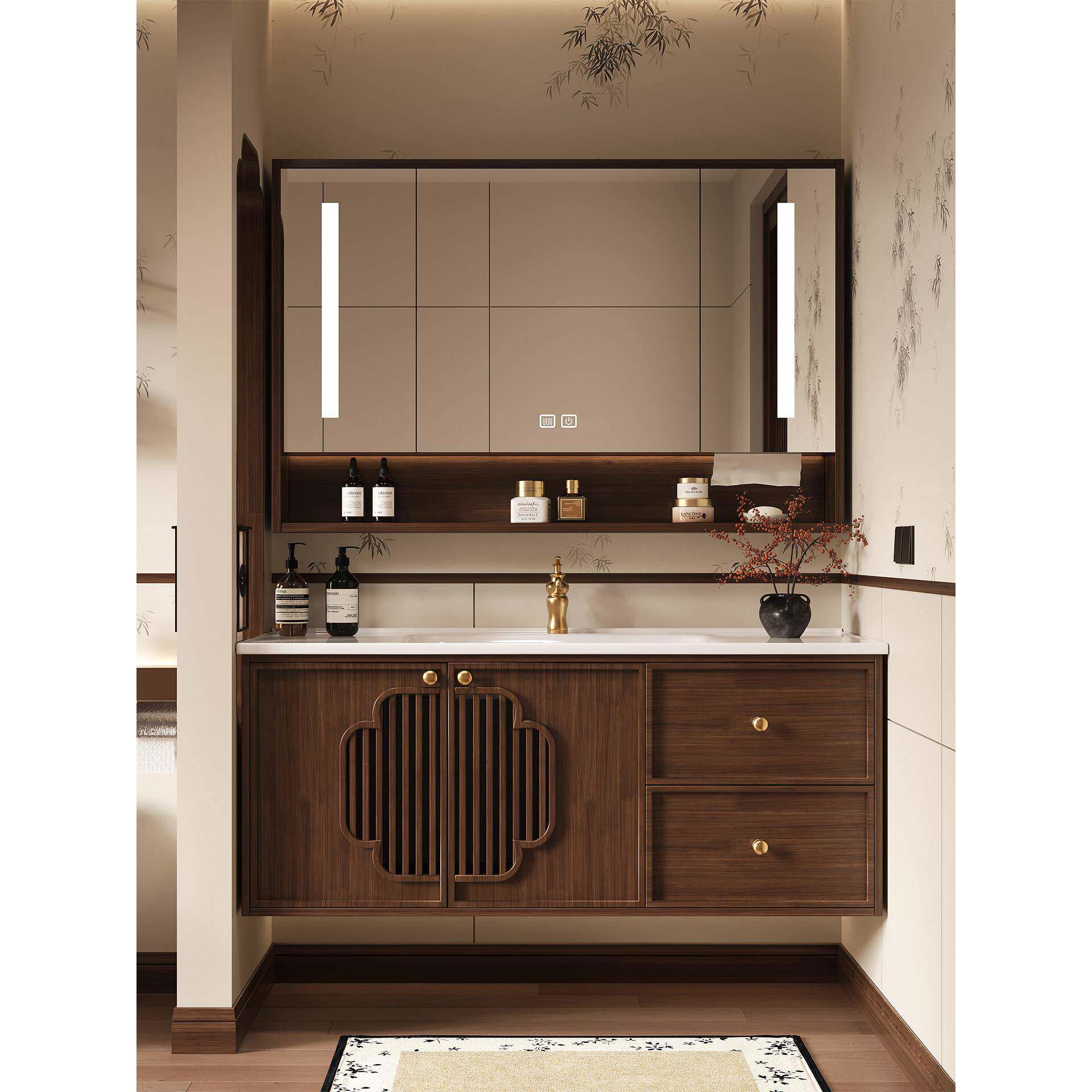 宋氏美学中古风橡木浴室柜组合卫生间洗漱台一体陶瓷盆洗手洗脸盆