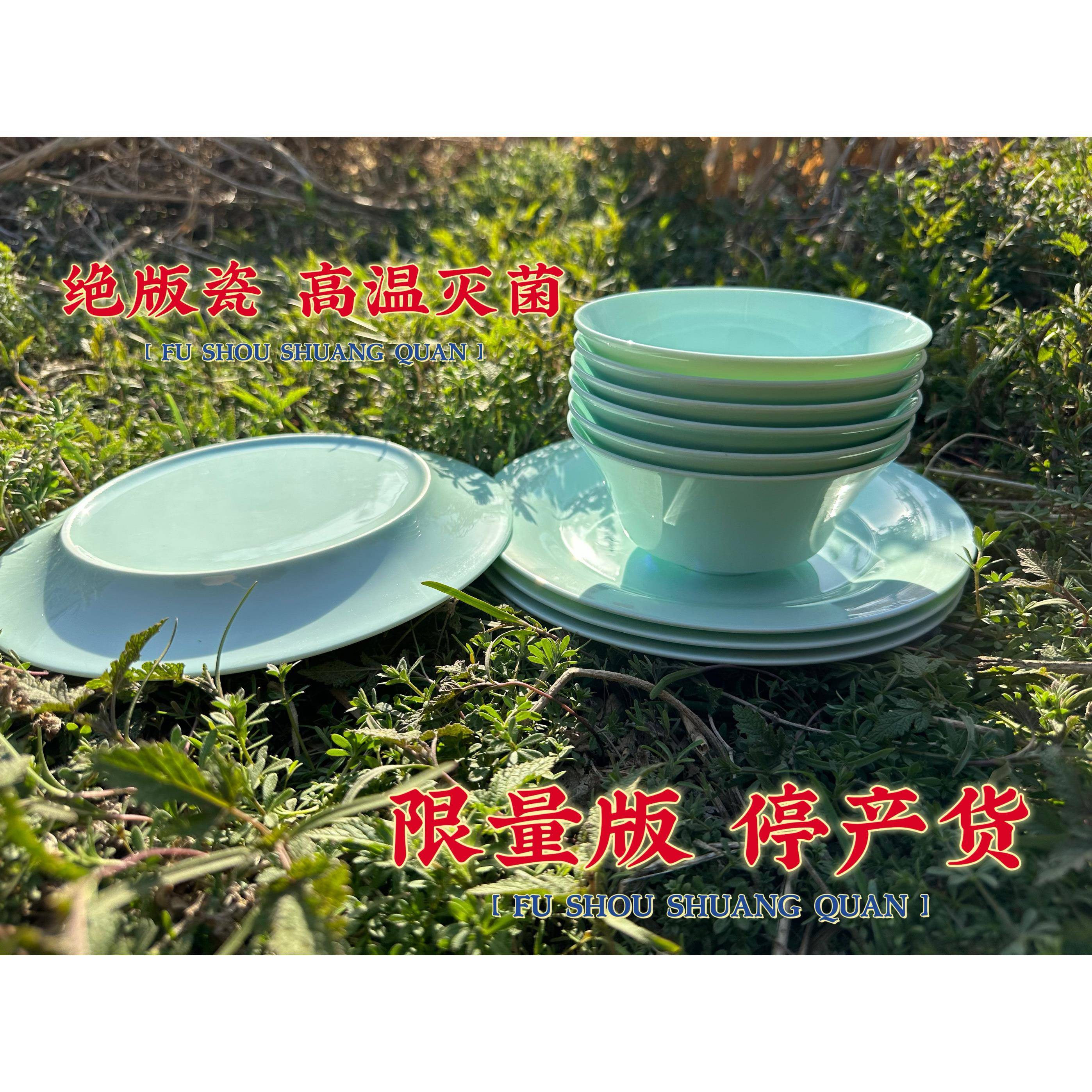酒店饭店碗碟套装釉下彩家用4.8寸新款高档骨瓷碗盘餐具陶瓷器盘