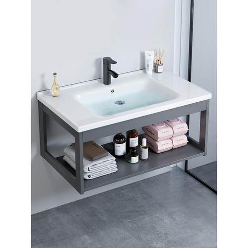 简易挂墙式洗手盆小户型家用陶瓷一体洗脸盆柜组合卫生间洗漱台池