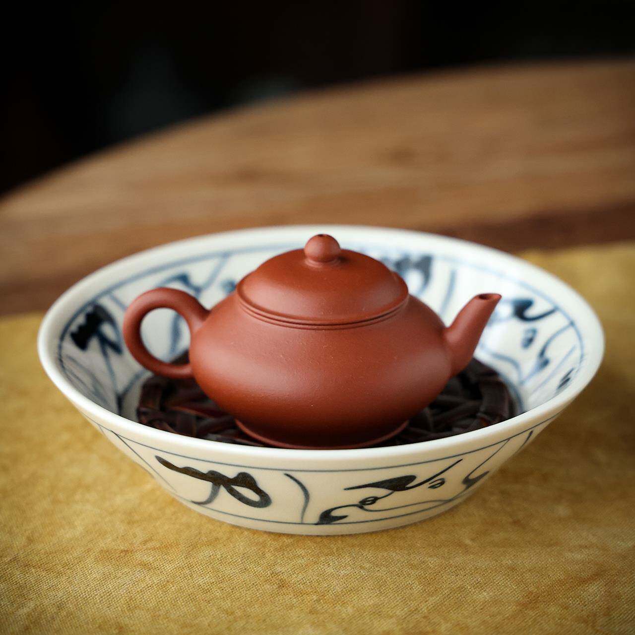 刀子纹壶承 干泡台 青花手绘壶托 潮州手拉壶仿古壶承 茶海紫砂壶