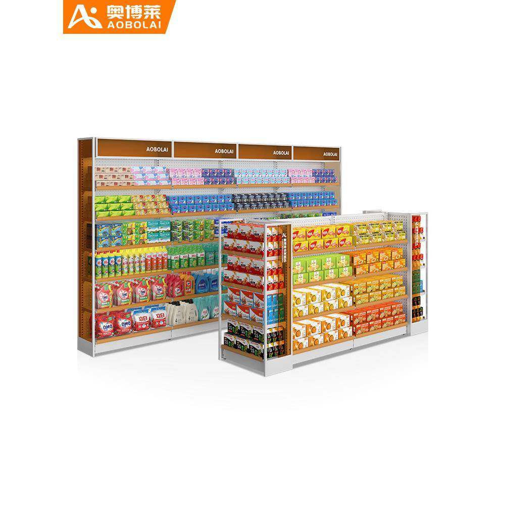 超市货架全家便利店亚克力展示架中岛单面双面零食架置物架陈列架