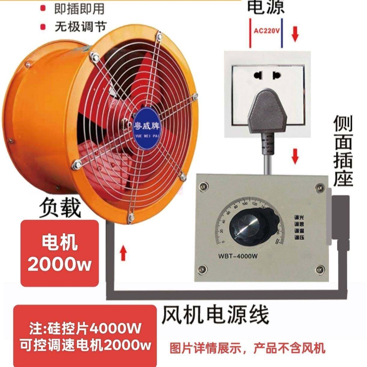 调速器220V4000W大功率电机控制器减速降速降噪音通风机排气扇调