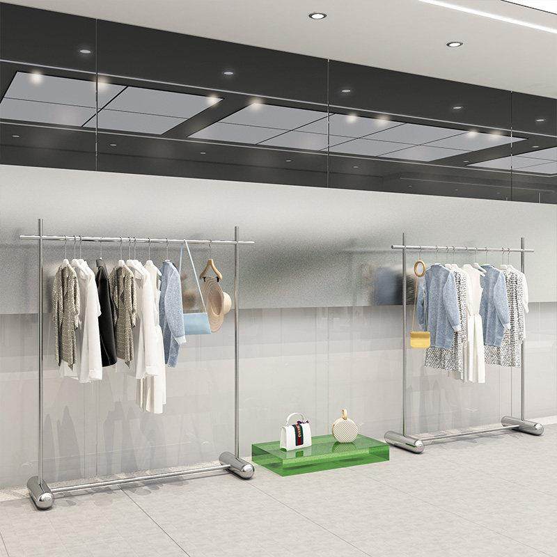 服装店展示架加粗不锈钢落地式挂衣架男女童装店中岛陈列道具货架