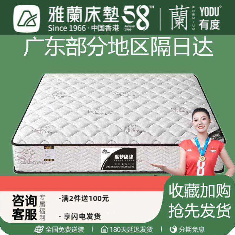 雅兰席梦思床垫十大名牌软硬两用20CM经济型乳胶海椰棕马弹簧家用