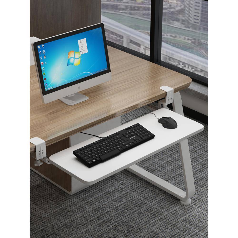 键盘架免打孔键盘托架免安装桌面夹桌电脑伸缩滑轨抽屉收纳架子