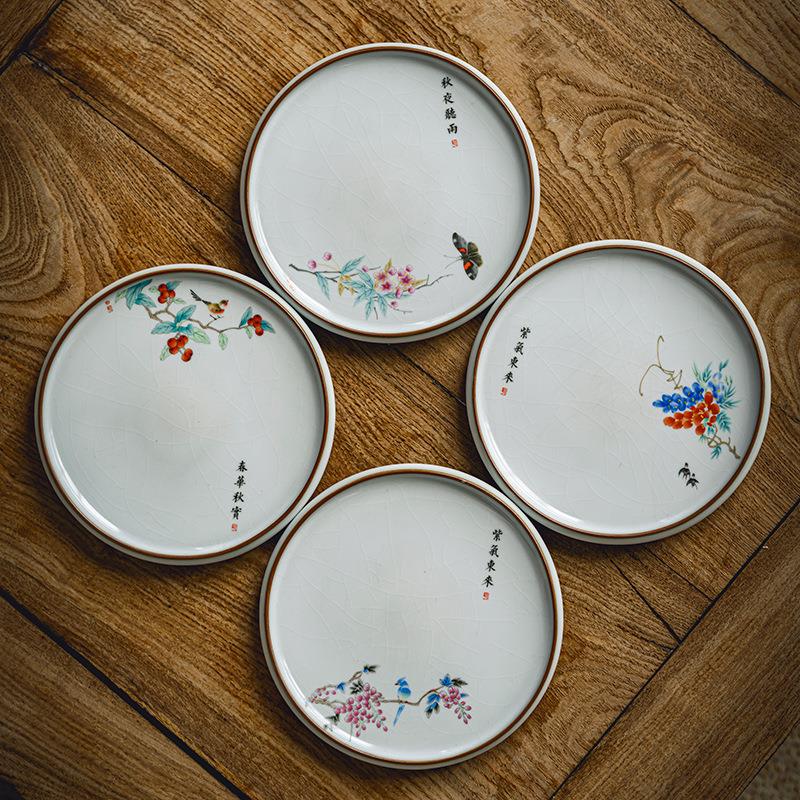 2020官窑圆形壶承陶瓷大号码茶壶用汝窑功夫茶具汝瓷壶托壶垫