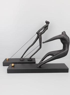 现代简约创意拉绳人摆件样板房电视柜书房客厅玄关家居桌面装饰品