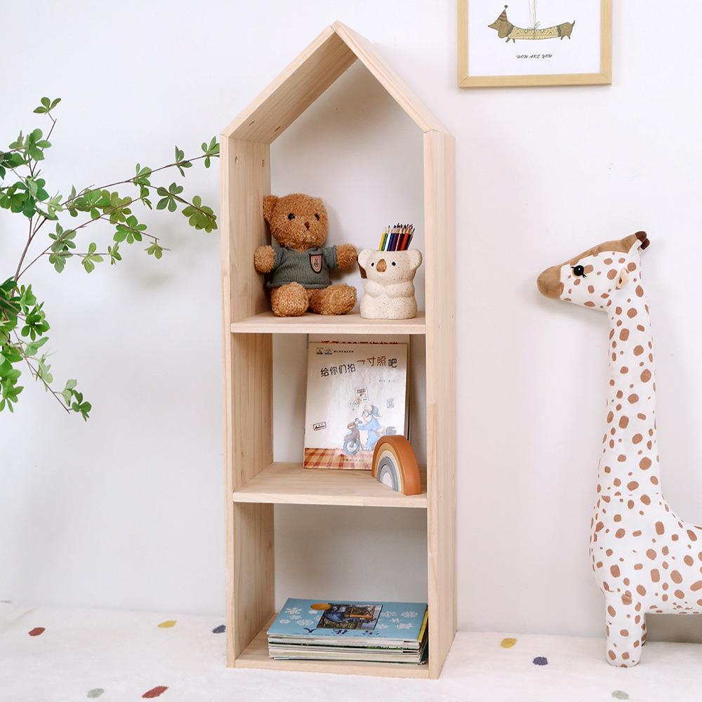 ins北欧儿童房小房子实木书架落地多层置物架宝宝玩具收纳整理架
