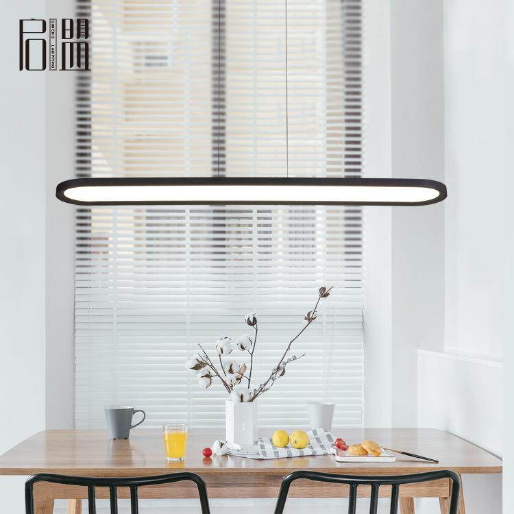 LED吊灯办公室灯具照明吊线灯现代简约餐厅长条铝材吊灯工程