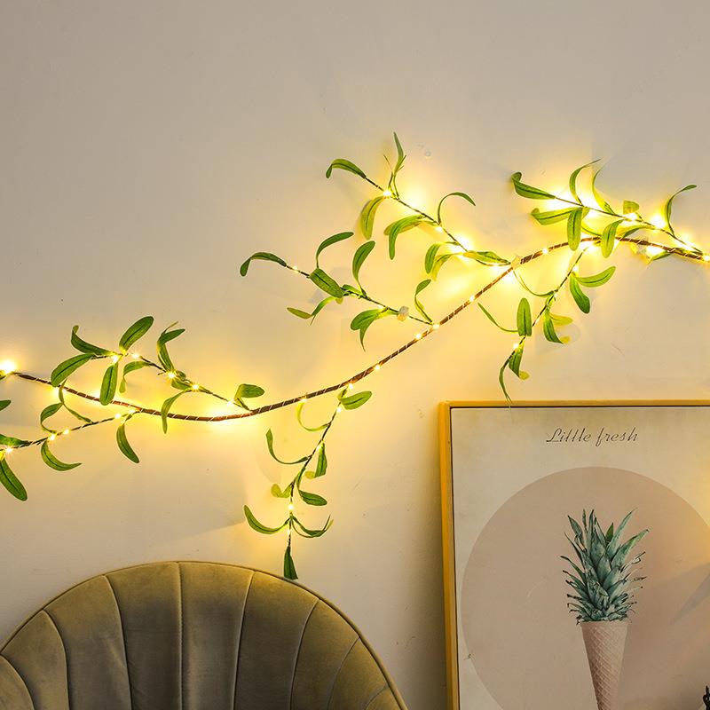 客厅节日橄榄叶藤条灯LED仿真彩灯卧室布置树枝灯婚庆氛围装饰灯