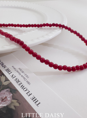 安可拉红安哥拉红色串珠项链