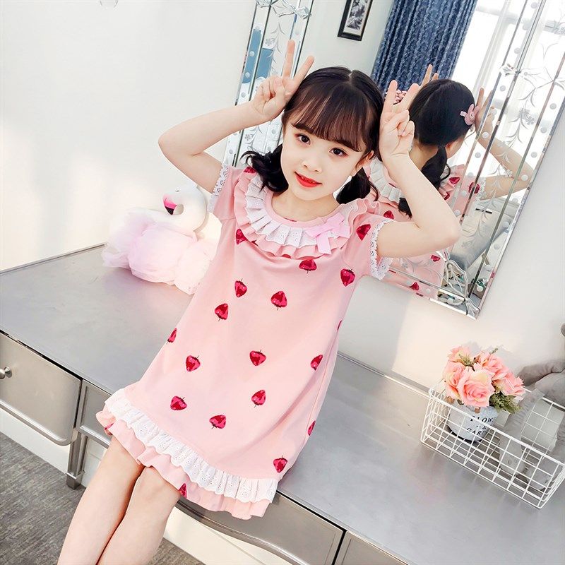 女童睡裙睡衣夏季薄款短袖纯棉公主儿童小孩花边中大童空调家居服,童装/婴儿装/亲子装,家居裙/睡裙,淘宝优惠券,粉丝福利购,淘宝优惠卷