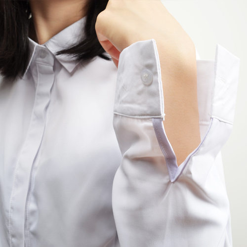 加肥加大码防走光白色长袖职业衬衫女胖mm显瘦遮肚子面试衬衫工装
