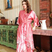 加大加肥胖MM200斤新娘晨袍婚伴娘睡袍浴袍日式 仙鹤和服男女睡衣