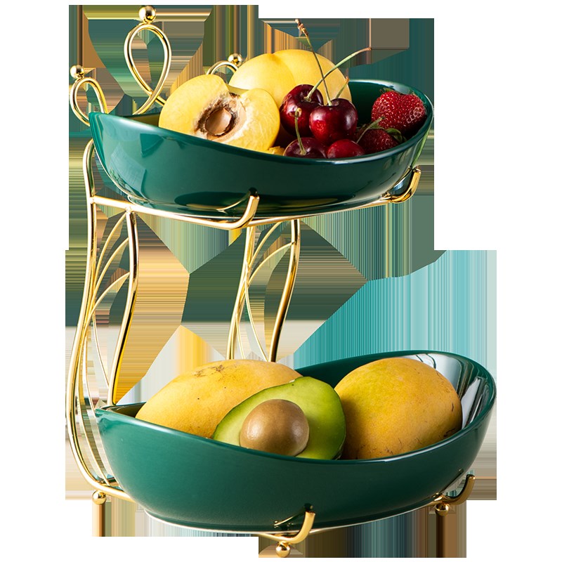 北欧轻奢风多层陶瓷水果盘客厅家用高端果盆果篮糖果盘零食盘摆件