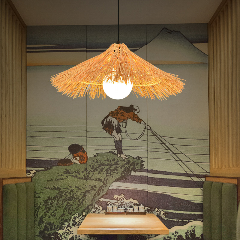 日式藤艺吊灯创意个性草帽鸟巢复古餐饮民宿餐厅侘寂风藤编竹艺灯,家装灯饰光源,餐厅吊灯,淘宝优惠券,粉丝福利购,淘宝优惠卷