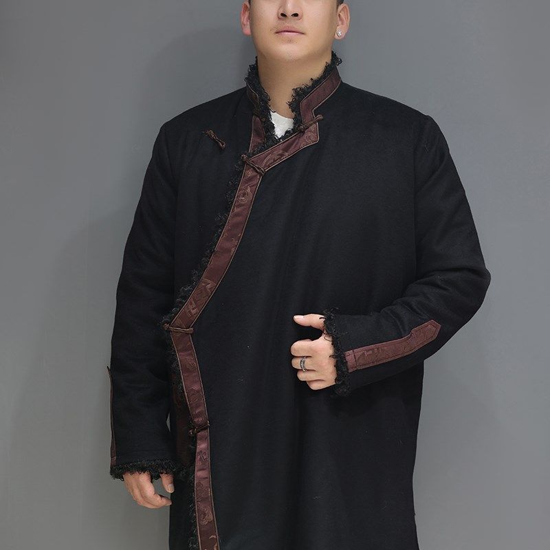 秋冬藏服服装男保暖人造毛棉衣加绒外套藏式长款外搭加棉冬季上衣,男装,唐装,淘宝优惠券,粉丝福利购,淘宝优惠卷