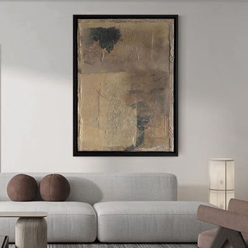 HW.ART手绘油画《落日微风》侘寂赤贫风抽象油画立体简约客厅挂画