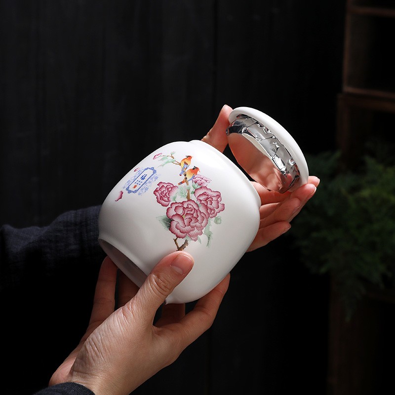 陶瓷茶叶罐中号二两装普洱茶龙井茶红茶绿茶空包装密封罐通用定制
