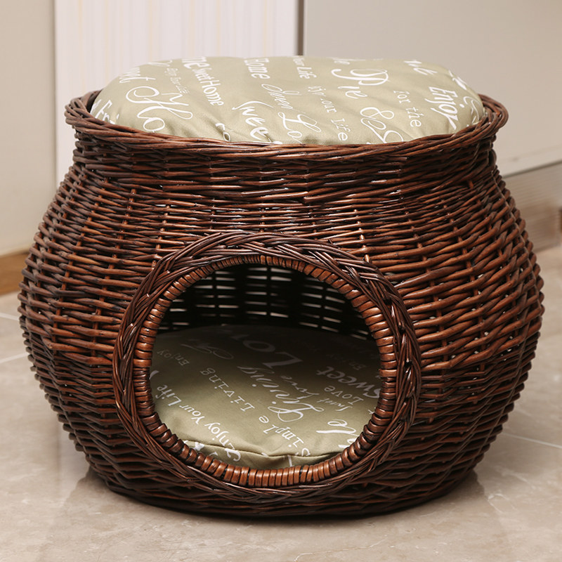 猫窝藤编夏季双层别墅封闭式猫房四季通用可拆洗网红猫屋小型狗窝,宠物/宠物食品及用品,狗窝/屋/帐篷/沙发,淘宝优惠券,粉丝福利购,淘宝优惠卷