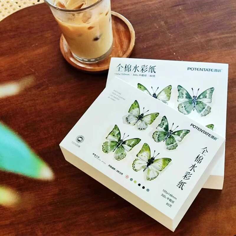 遵爵全棉水彩便签纸砖全棉水彩本细纹300g方形油画棒写生水彩画纸