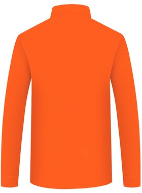 男士立领polo衫半拉链长袖t恤高领纯棉秋冬纯棉上衣男装橙色橘色