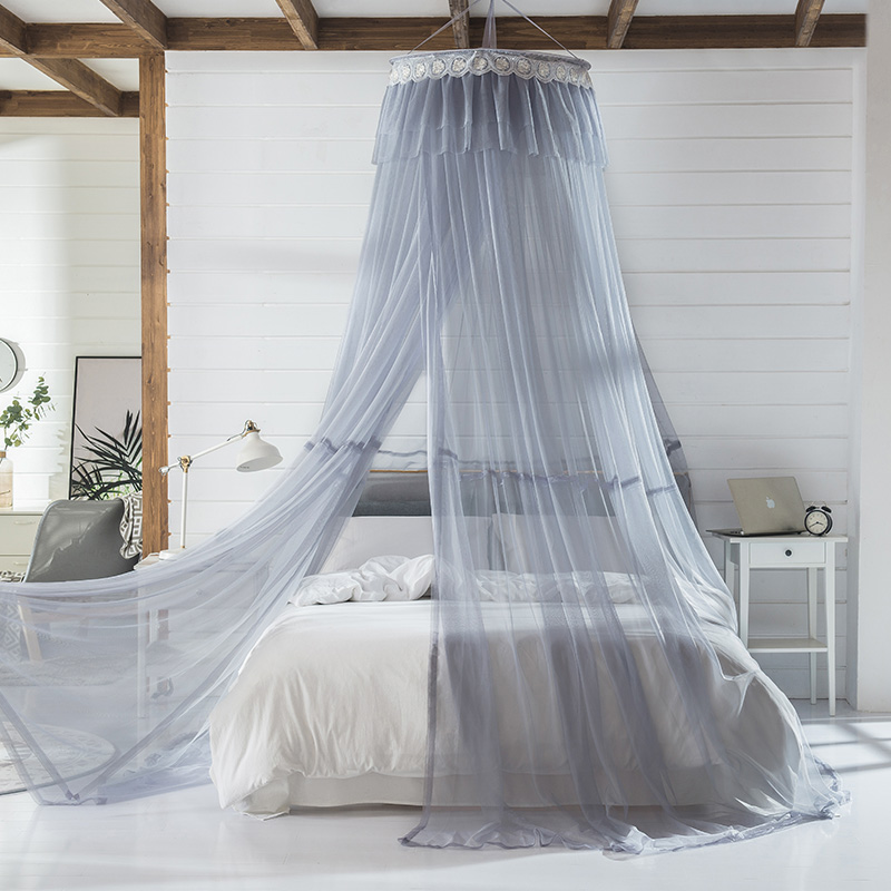 吊顶圆顶公主蚊帐双人家用1.5/1.8/2m米床三开门落地吸顶圆形蚊帐