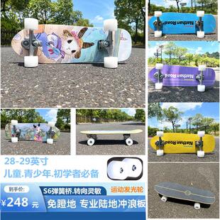 23年滑板工厂29-30英寸儿童青少年专业陆地冲浪板S5弹簧桥发光轮